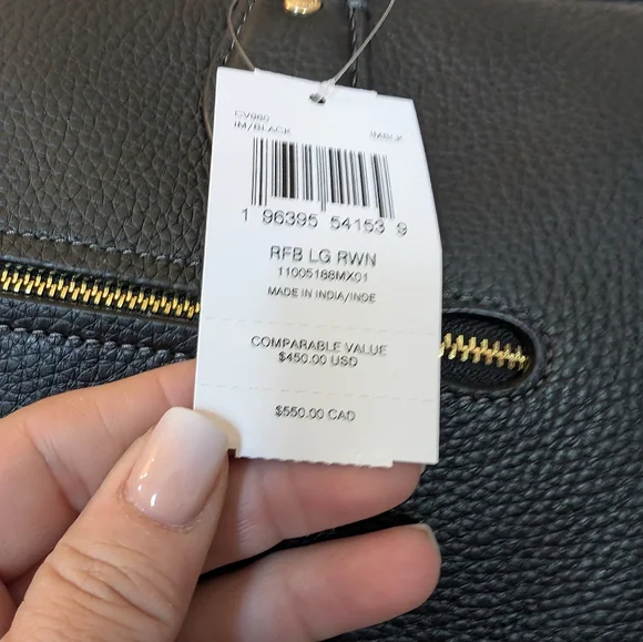 Coach Large Rowan Black Pebbled Leather - Picture 4 of 11